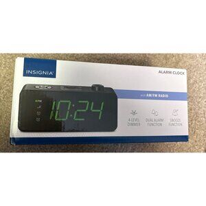 Insignia Digital AM/FM Dual Alarm Clock with 4Level Dimmer NEW Black (NS-ALCL24)